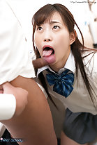 Licking cock wearing uniform