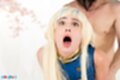 Eyes wide mouth open fucked from behind