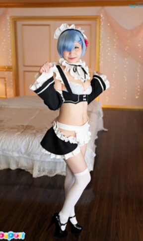 Maid Nagi Tsukino on all fours sucking cock