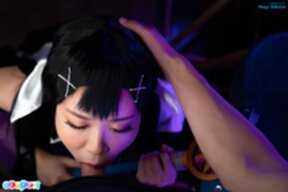 Mayu Sakurai in sheer lingerie fucked bending over and creampied