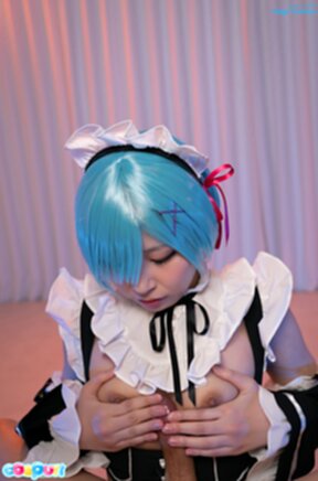 Maid Nagi Tsukino on her knees giving breast sex