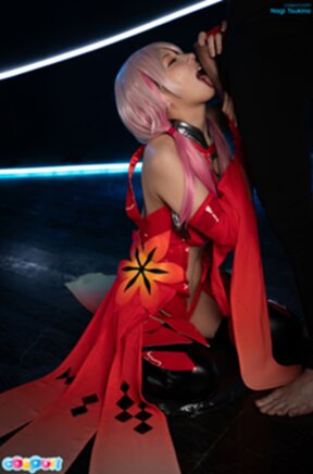 Nagi Tsukino on her knees sucking cock and cum in mouth