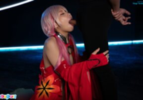 Nagi Tsukino on her knees sucking cock and cum in mouth