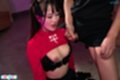 Watching man cum on her tits