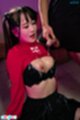 Watching man cumming on her breasts cum on her bra