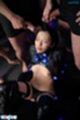 Seated with legs open wearing black panties bukkake facials