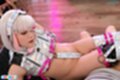 Leaning back cock between her legs