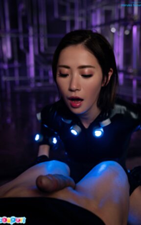 Haruka Suzuno on her knees sucking cock and cum in mouth