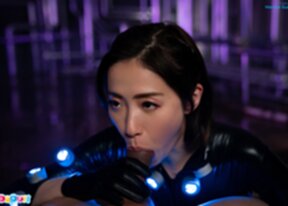 Haruka Suzuno on her knees sucking cock and cum in mouth