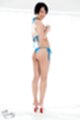 Wearing bikini high heels short hair