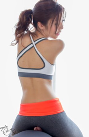 Rin Miura in workout clothes strips panties and gives assjob