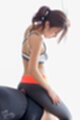 Rin miura in workout clothes hand on thigh hair in ponytail giving assjob