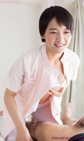Short haired nurse Mukai Ai in uniform sucking cock cum in mouth
