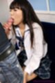 Kogal seated wearing uniform long hair holding thick cock sucking big cock