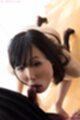 Yamazaki honoka on her knees licking cock head