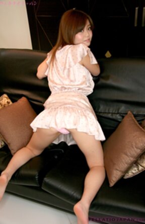 Shiraishi Nao strips dress bra and panties on couch and sucks cock