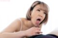 Holding spent cock cum in her mouth