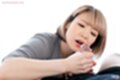Holding spent cock cum on her hand