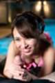 Takashima nao giving handjob on all fours in bikini