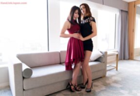 Link Tera and Kawagoe Yui strip dresses and give handjob