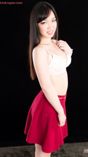 Aoyama Kanon strips sweater and red skirt gives handjob and licks cum