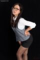 Office lady fukatsu miyuki wearing short skirt hand on hip