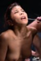 Kneeling nude face upturned cumming on her face