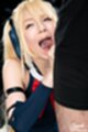 Mary giving handjob licking cock