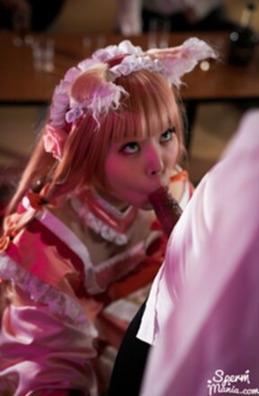 Misa on her knees giving handjobs and sucking cocks