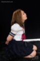 Hidaka ayano on her knees arms tied wearing uniform