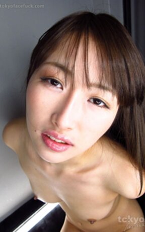 Aoki Mana naked on her knees small breasts sucking cock