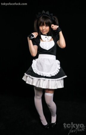 Maid Sakura Sena face fucked on her knees in uniform