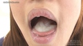 Mouth open cum on tongue