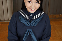 Breasty kogal Megumi sucks cock and takes bukkake facials