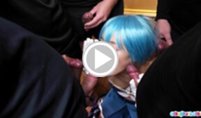 Nanako Nanahara blowbanged on her knees and bukkake facials